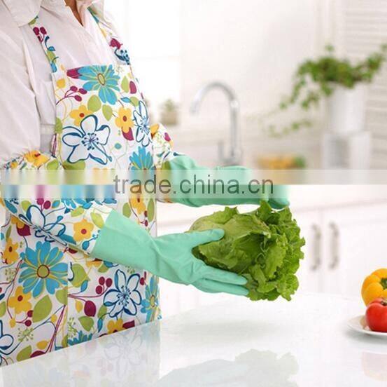 extra long household cleaning kitchen household latex cotton lined rubber gloves