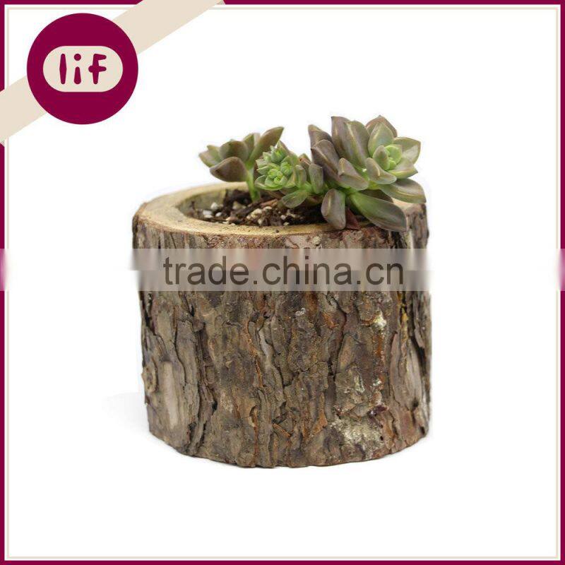 Natural Wooden Stump Flower Pot, Wooden Stump Flower Pot; Eco-friendly Flower Pot
