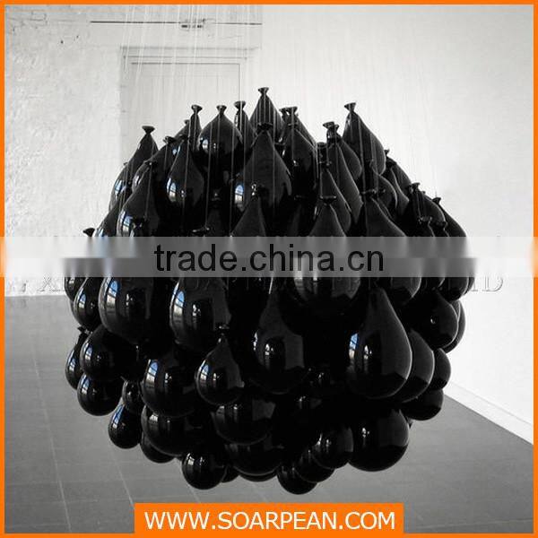 Artificial black hanging fiberglass balloons for store window displays