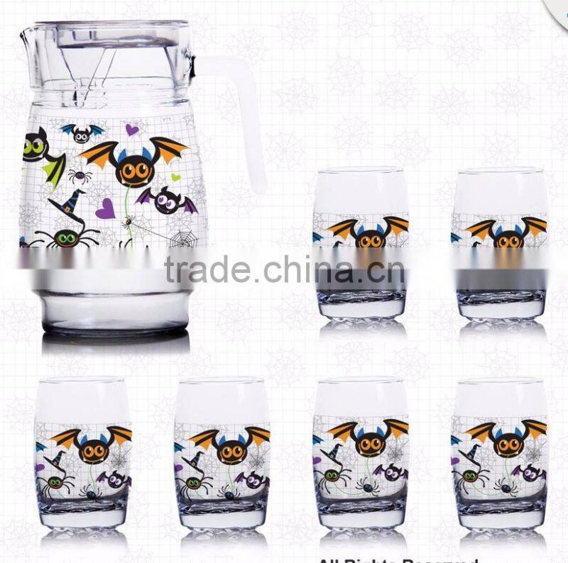 1400ml 1300ml 1000ml halloween christmas fruit color printing jug and 6pcs cups set