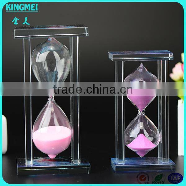 KM-CP17 China custom made crystal sand timer hourglass with the logo priting base