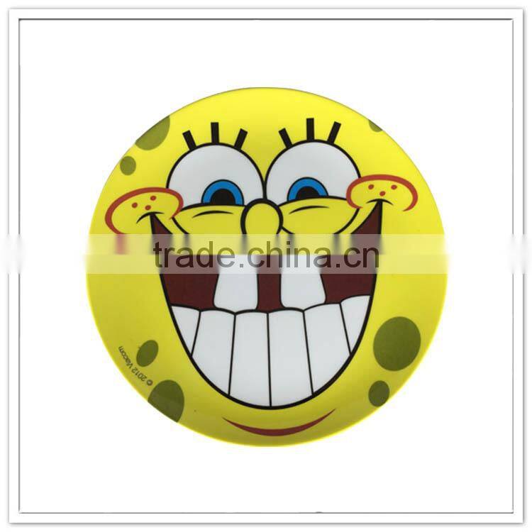 FDA standard kids melamine kids dishes, children face unique dinner plates with smiling face& teeth