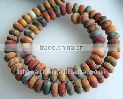 wholesale matte 16" 10 rondelle Picasso jasper beads