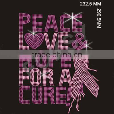 Breast Cancer ribbon glitter rhinestone transfer