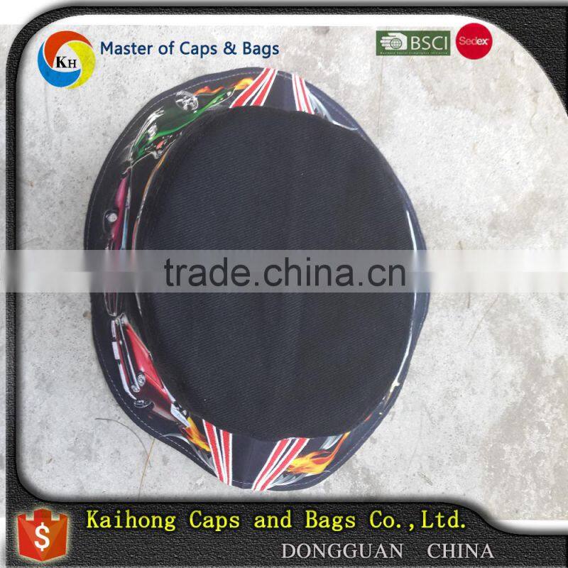 fashion bucket hat with heat transfer printed and string