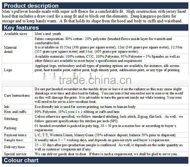 Men's pullover fleece hoodie