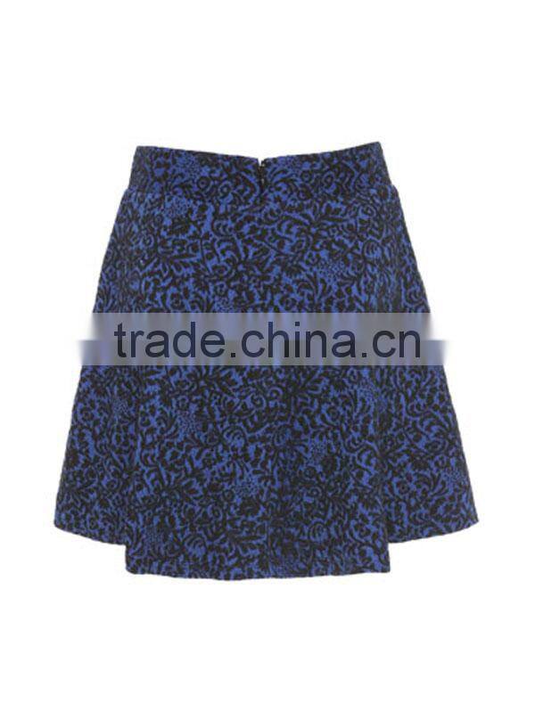 Hot sale mini blue sexy jacquard skirt casual short skirt for ladies