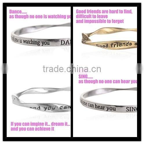 Diy small charm bangle custom name logo bangle women twist daily wear bangles