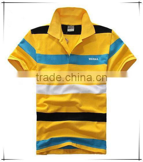 Man's vertical striped sport POLO shirt in Guangzhou factory