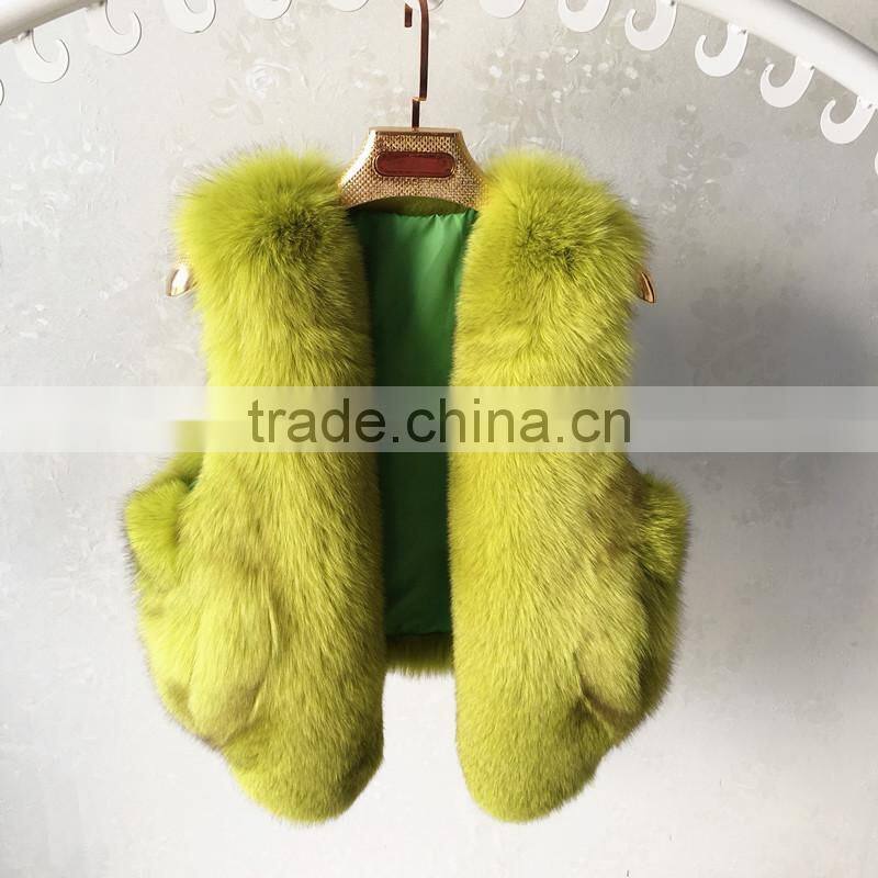 2016 full genuine leather real fox fur coat female short design fox fur vest slim waistcoat women fur
