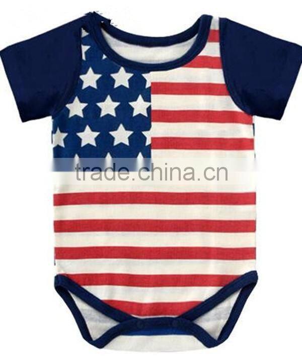 2016 baby clothes romper July 4th new fashion design baby jumpsuits & bodysuits plain cotton manufacturer guangzhou