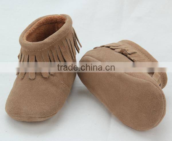 Popular fringe warm handmade moccasins baby boots