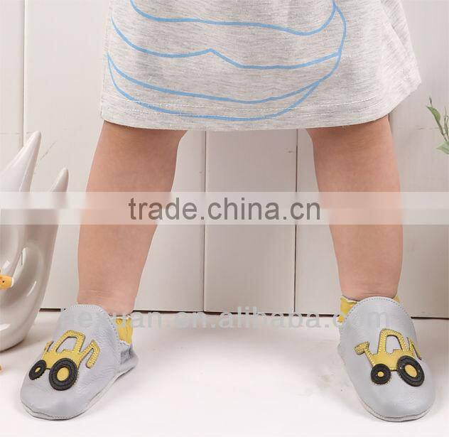 Hot selling lovely Blue leather baby shoes with Animal Designs