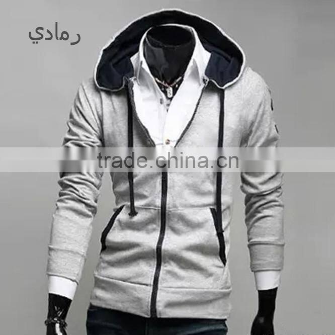 OEM 100% cotton plain zip up hoodie/ custom hoodies for men
