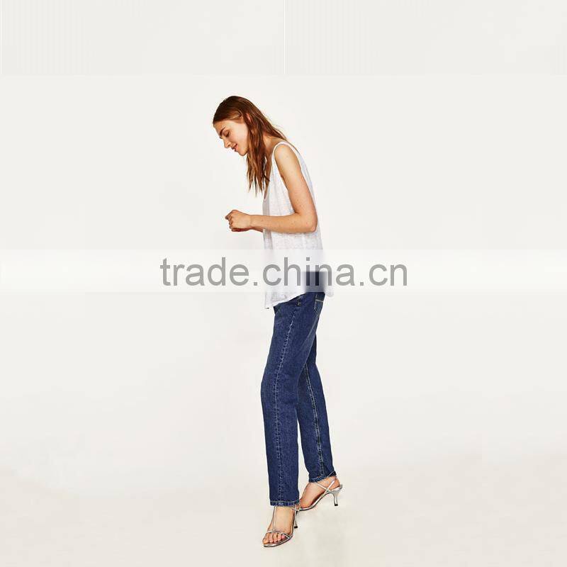 Summer loose fit round neckline sleeveless wide straps vest women linen tank tops