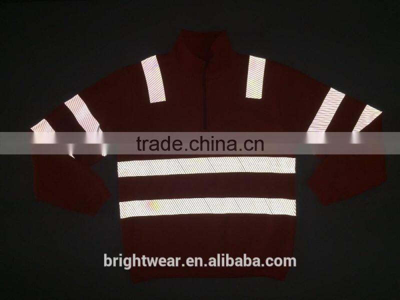 Mens orange hi vis reflective protective jacket warning fleece Chinese local tape safety sweatshirt