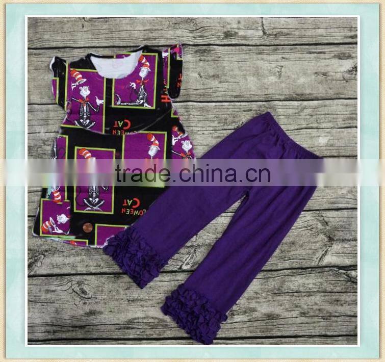 Baby clothes 2017 flutter sleeve Hat-trick picture girls outfit baby halloween costume