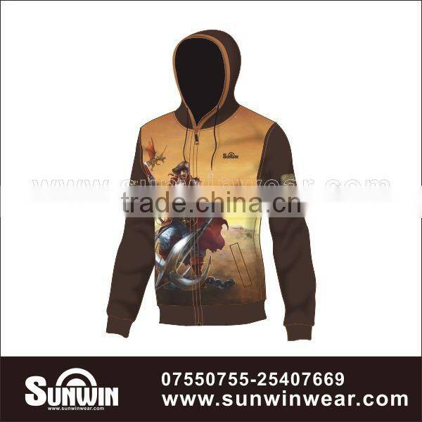 Wholesale Custom Fashion Design Full Sublimated Fleece Zipper- Up Men Hoodies