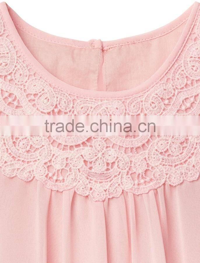 2017 OEM services fashion Custom Clothing Child smocked dress Lace neckline flutter dress
