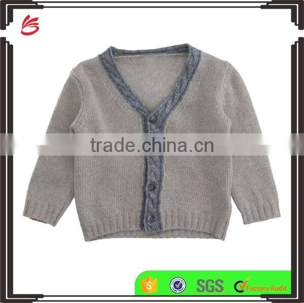 Customed Olive Green Shinny Long Sleeve Buttons Closured Cashmere Cardigan for Little Girls