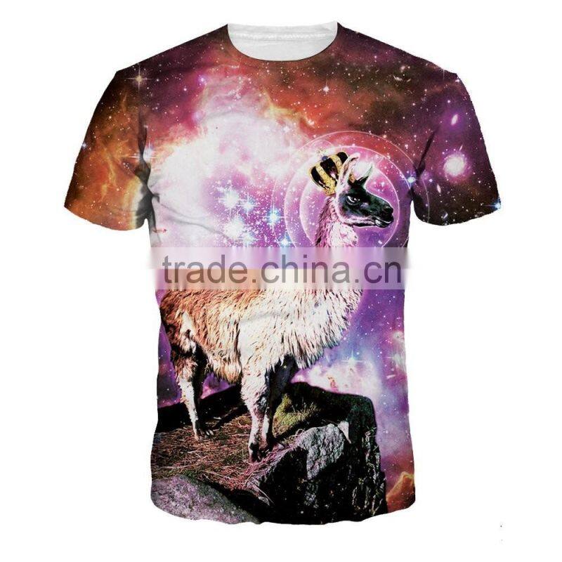 Unisex Couple lover t shirt full printed t shirt with universe pattern in Guangzhou