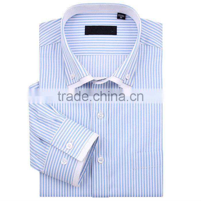 100%cotton high quality long sleeve purple striped mens casual shirts with double collar and one pocket
