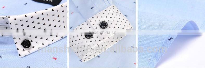 mens long sleeve contrast color printed oxford casual shirt