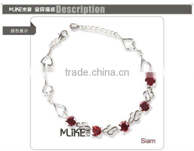 heart 925 silver bracelet with CZ stone M3002