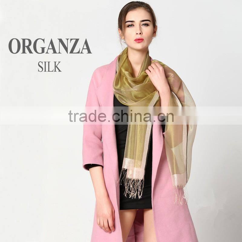 2017 Latest Fashion Organza scarves two layer silk scarf best selling for ladies silk scarf hijab caps