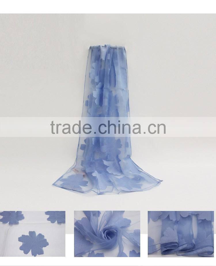 Transparent flower Silk lady neck scarf for custom