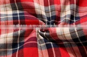 red plaid cotton printed flannel fabric