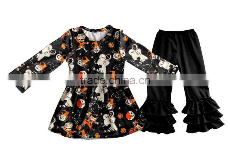 New design kids halloween clothing children boutique set halloween boutique winter outfits