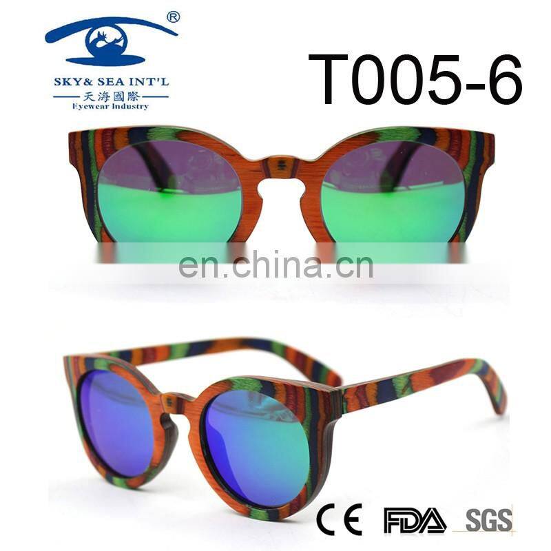 2017 new style colorful wooden sunglasses for wholesale