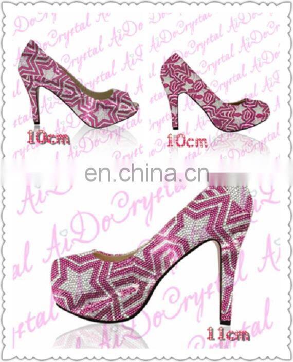 Aidocrystal Fashion high heel hidden platform shoes and bags stylish fushia pink party shoes