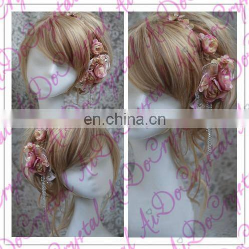 Aidocrystal handmade Pink Bridal Flower Hair Clip Wedding Accessory Peony Hair Clip for women