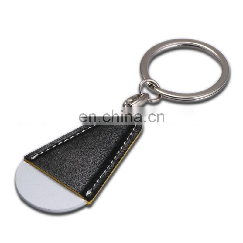 Competitive Price Black PU Leather Keychain,Metal Keyring, Key Holder Souvenirs