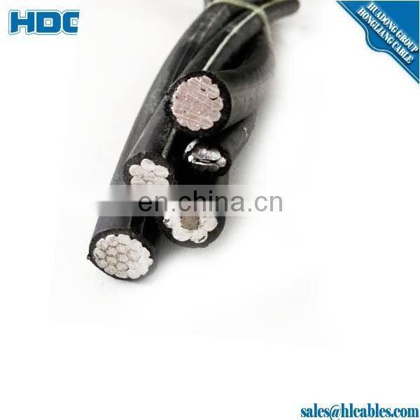 LV abc cables AMKA16 sq xlpe al cable 3*16+25mm2 with ridges aluminium conductor xlpe insulated phrase 0.6/1kv messenger HDPE