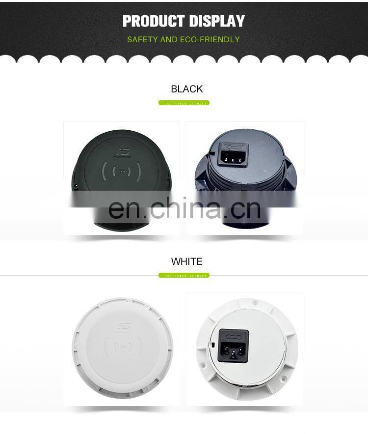 New technology black 80mm table universal wireless charger power socket for furniture