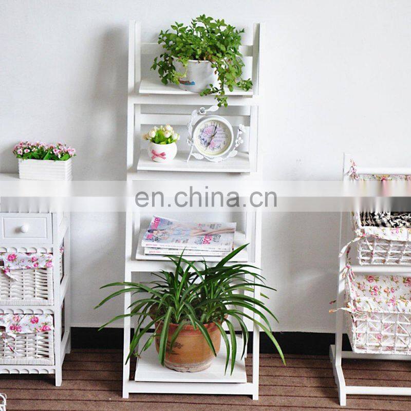 Folding Plant Storage Shelves Rack Stand Flower Staircase with 4 steps Ladder for Home Decor