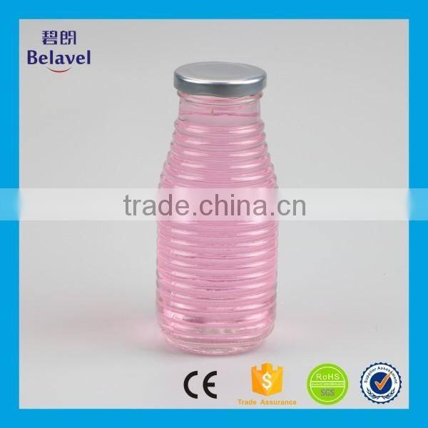New design 350ml glass juice bottle clear glass milk beverage bottle