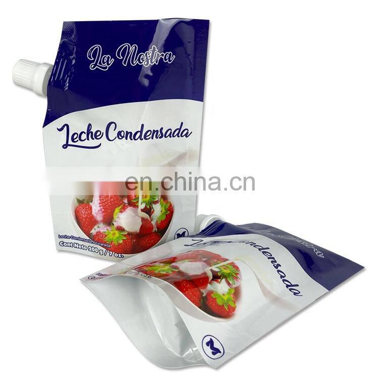 Private Label Yogurt Packaging Bag 7oz Foil Gasket Corner Aluminum Foil Retort Stand Up Spout Pouch Plastic Liquid Package