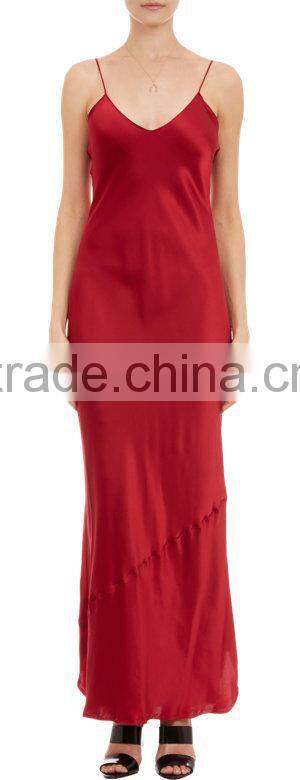 Manufacturer supply satin clothing night long red dress wholesale woman