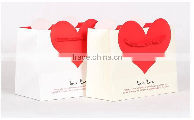 Dongguan trade assurance factory supply loving and joyful handbags wholesale and custom-made white cardboard bag gift bags