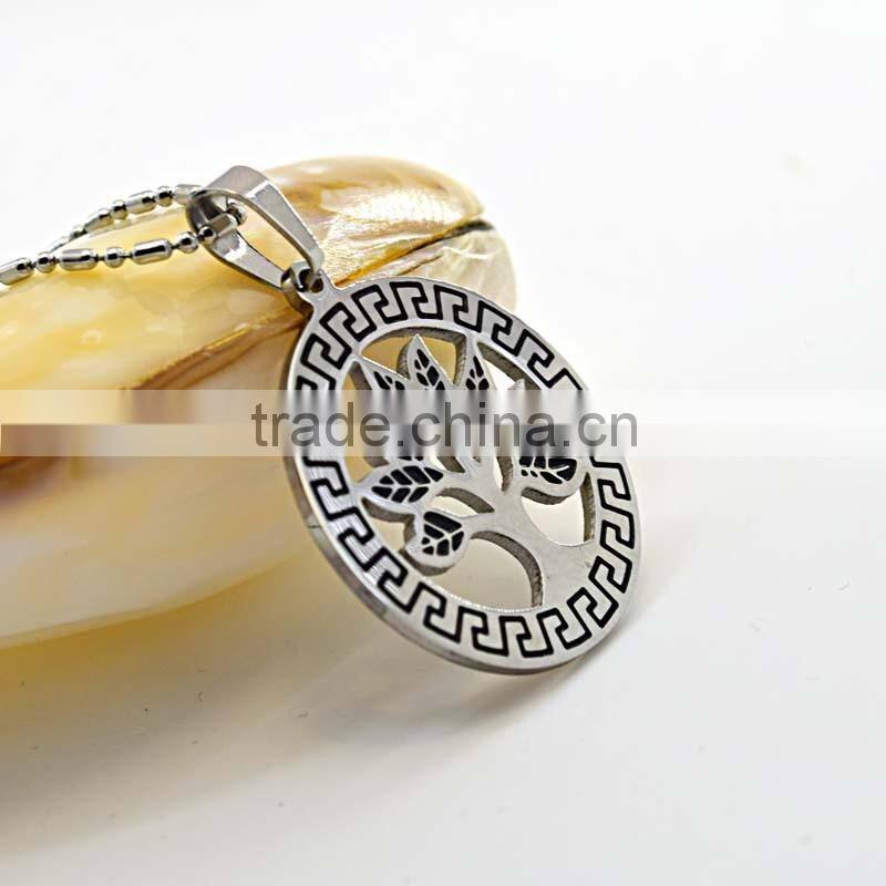 Vacuum plating silver rose gold round shape wholesale fashion jewelry tree of life pendant