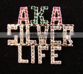 rhinestone AKA Greek letters Alpha Kappaa Alpha 50 crown lapel pin brooch jewelry