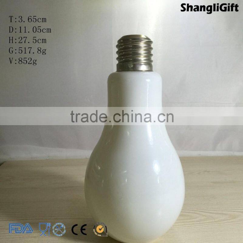 Large White Bulb Shape Glass Vase