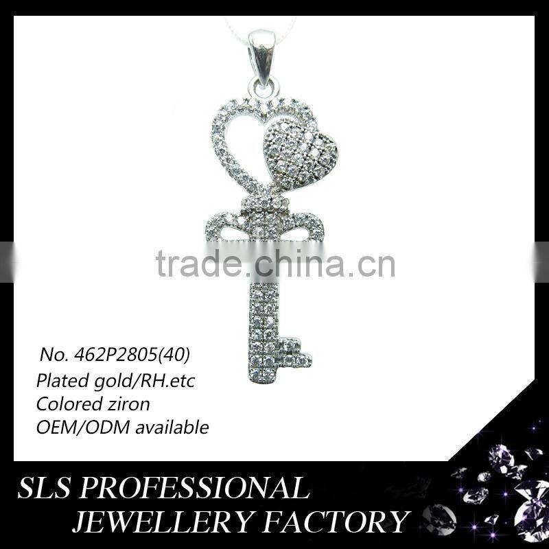 Butterfly shape German silver pendant WITH cubic CZ&Rhodium ,and Exporting natural gemstone pendant of KEY