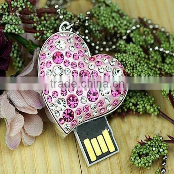 Heart shape crystal usb flash drive,jewelry heart usb flash memory,cheap crystal usb flash drive