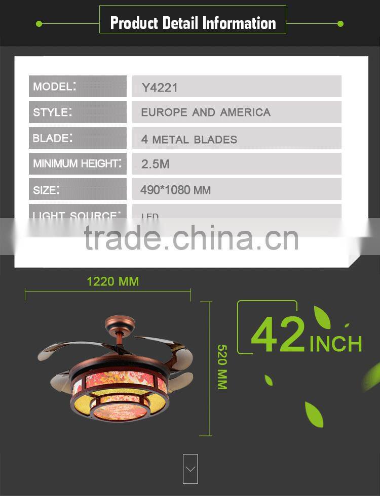 42'' Flower ABS 4 Blades Ceiling Fans For Kids Rooms With LED Light