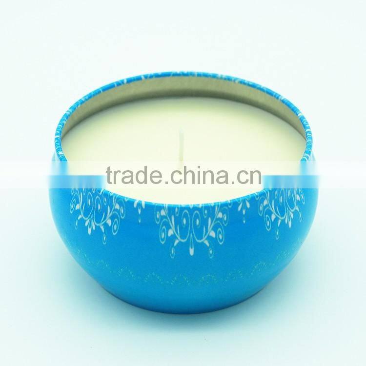 scented soybean wax candle in tin box with metal lid
